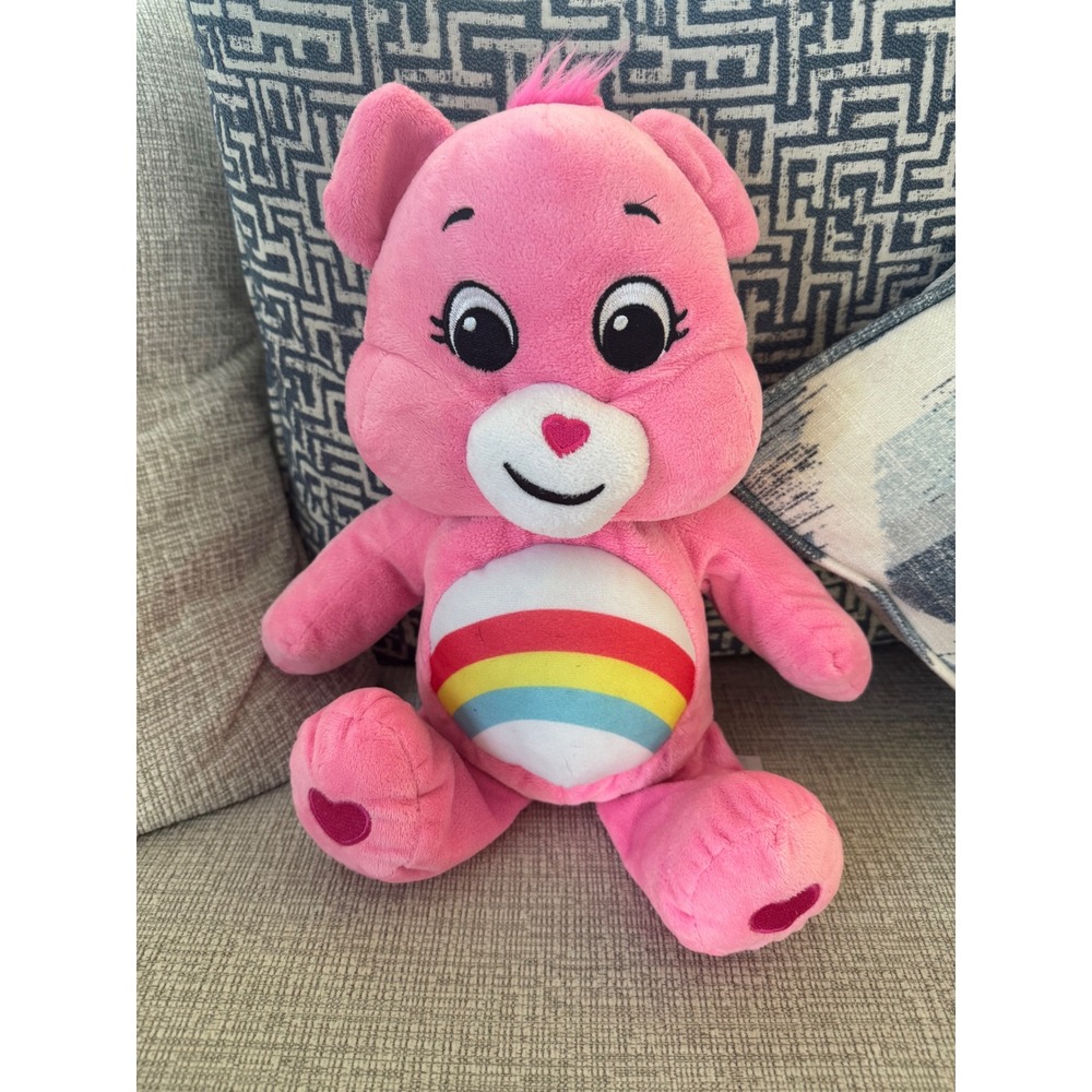 Care Bears Cheer Bear Plush Pink Rainbow Belly 17" Stuffed Animal Toy